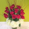 Red roses and hydrangea floral arrangement - Bergen County, NJ