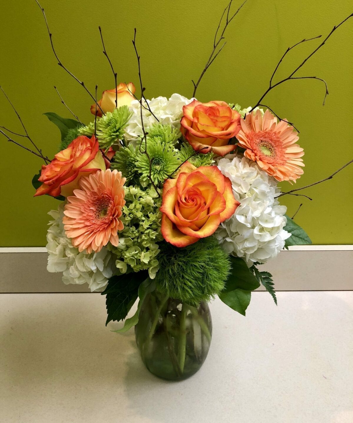 Orange Rose Floral Arrangement in Mahwah, NJ