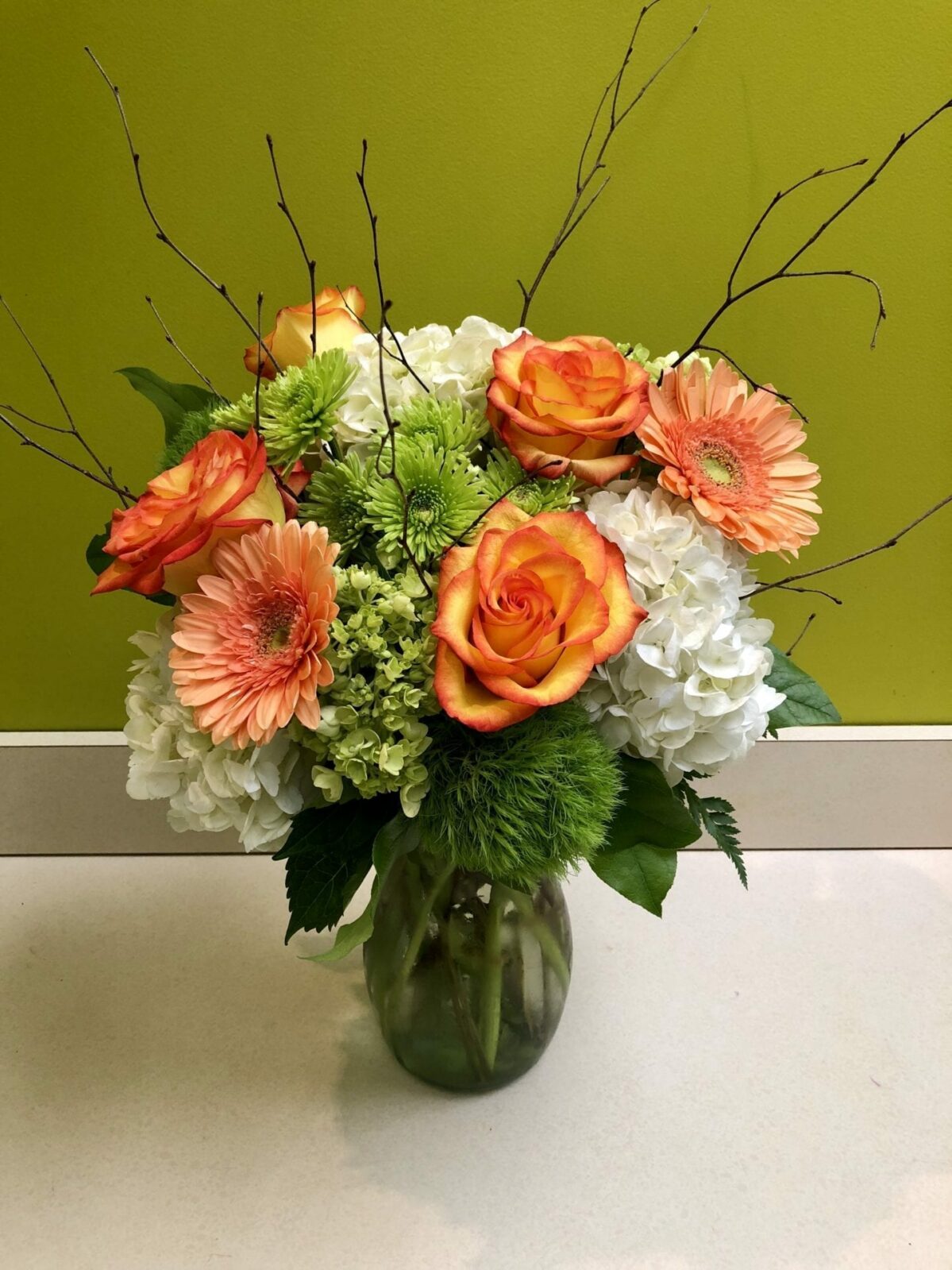 Orange Rose Floral Arrangement in Mahwah, NJ