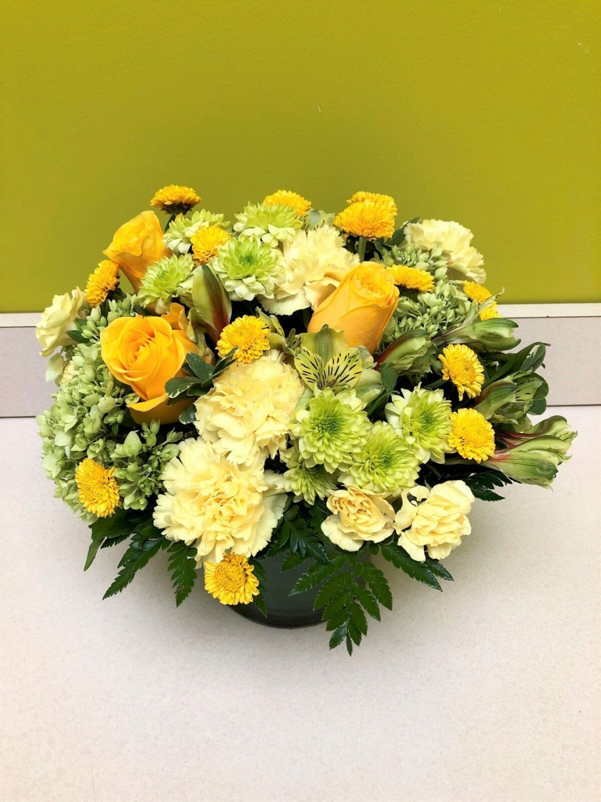 Pale Green & Yellow Floral Arrangement - Bergen County, NJ